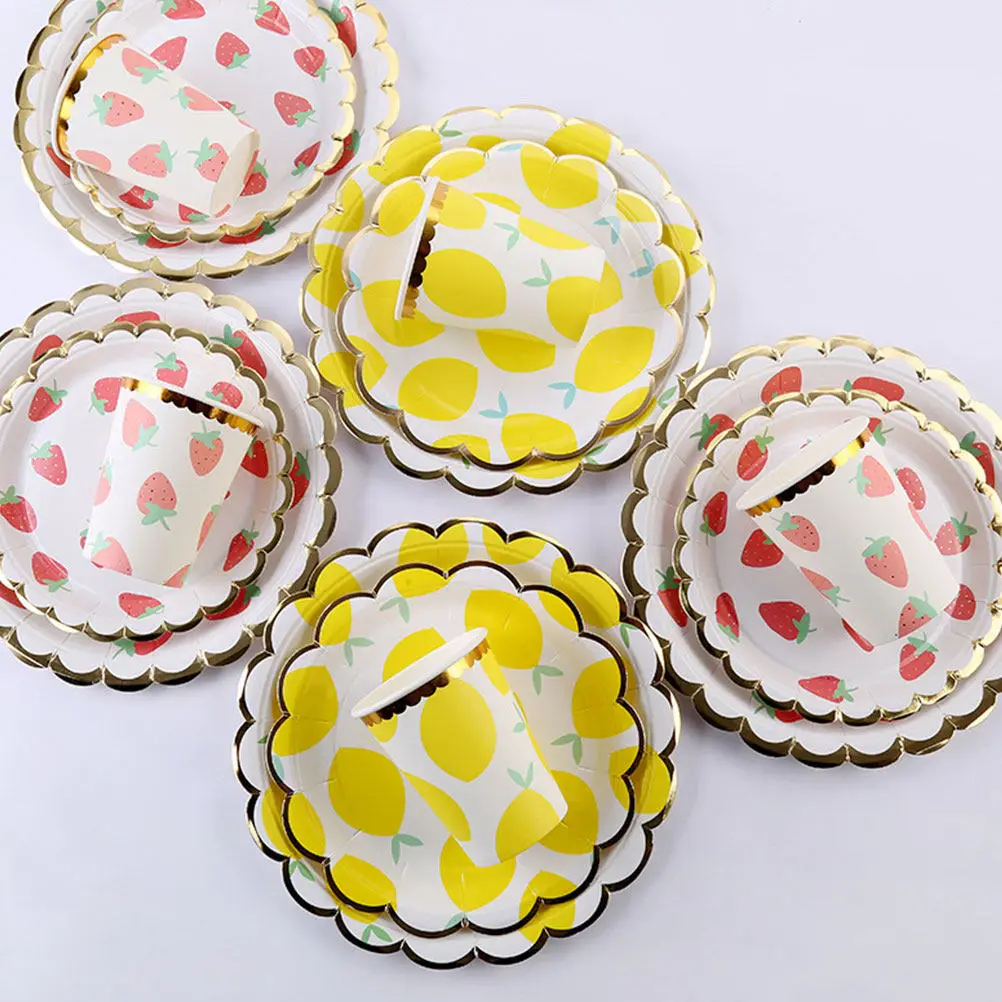 20Pcs 7 Inch Fruit Style Paper Plates Non Toxic Eco Friendly Disposable Tableware for Parties Catering Cake Display and Food