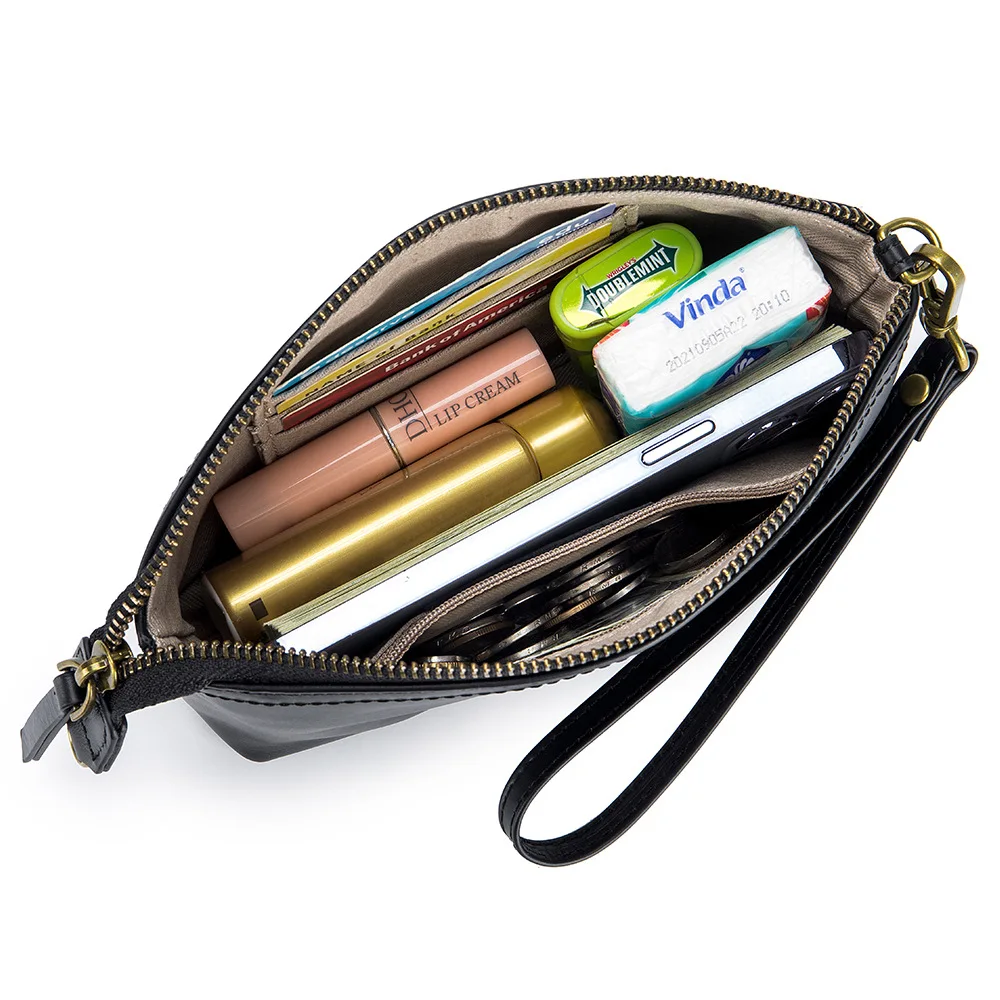 2023 New Fashion Women Crossbody Bag Genuine Leather Female Shoulder Messenger Bags For Ladies Zipper Wristband Wallet Handbag