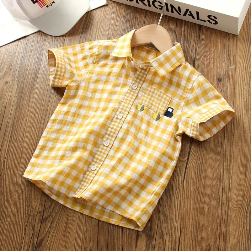 Plaid Toddler Boys Shirts Kids Tops Summer Children's Clothes
