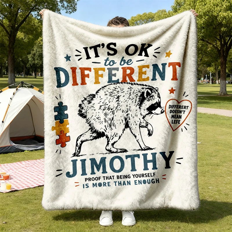 Jimothy Raccoon Cozy Blanket, Seattle Raccoon Warm Blanket, Autism Awareness Soft Blanket, Teacher Autism Comfy Blanket
