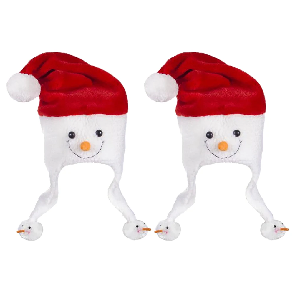 

2 Pcs Santa Hat Decoration Holiday Accessories Snowman Stripe Santas Red Props Child