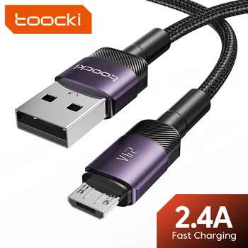 Toocki 마이크로 USB 케이블 2.4A 빠른 충전 마이크로 데이터 코드 삼성 S6 S7 Redmi Note 4 헤드폰 이어폰 iPad 마이크로 USB