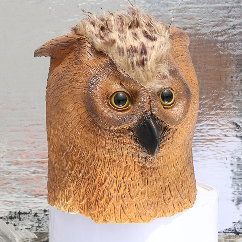 Owl Mask Animal Latex Full Head Realistic Bird Masks Fancy Dress for Halloween Costume