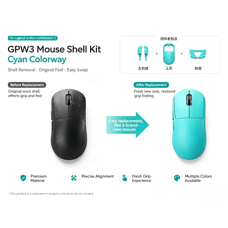 Mouse Shell Full Set For Logitech G Pro X Superlight 2 Gpw3 Gaming Mouse Replace Spare Parts With Left Right Side Buttons
