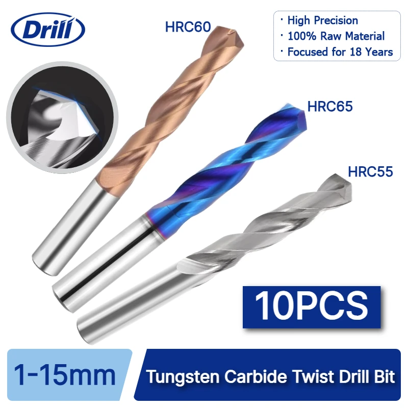 Carbide Twist Drill Bit Kit 1.0-15mm Straight Handle Perfect for Metal Drilling – Strong Core Chip-Free Performance