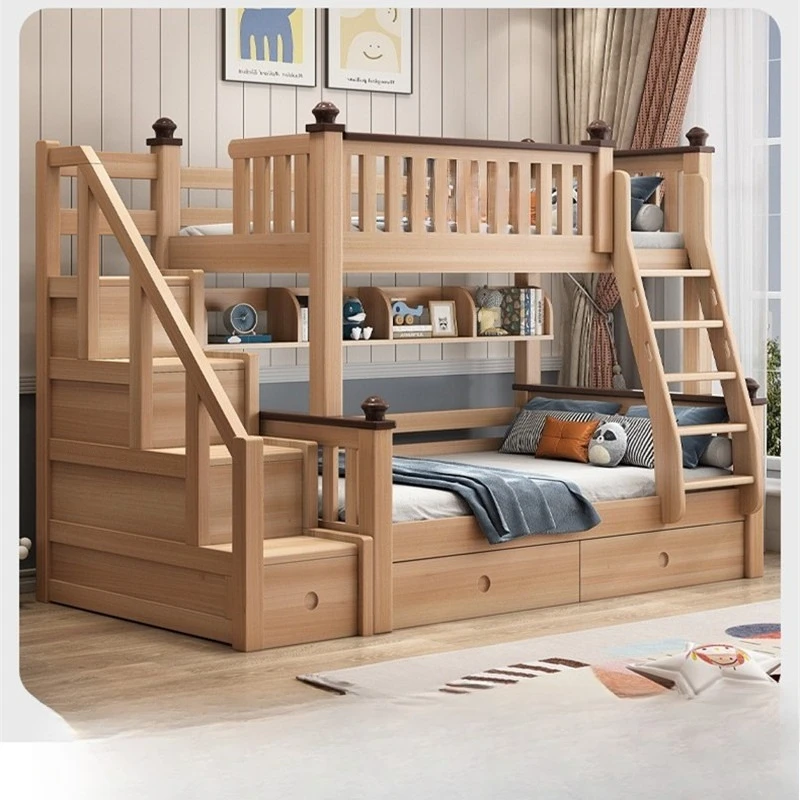 Full solid wood mother and child Home bunk bed Split high and low  Children's  Double bunk wooden bed