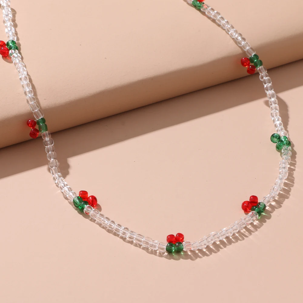 IFMIA Bohemia Beaded Red Cherry Choker Necklace For Women Cute Handmade Bead Chokers Necklaces Boho Party Jewelry