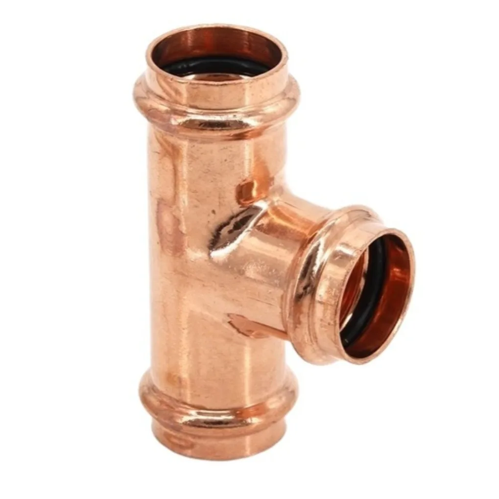 I.D 15-54mm Copper Double Clamp Pressure Fitting Equal Diameter Tee T/V-shaped Water Heating Joint