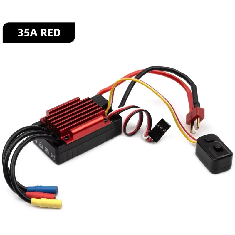 WOWFU-RC 35A Brushless ESC Waterproof 2-3S Lipo Programmable For 1/14 1/16 1/18 RC Car Crawler Off-Road Truck RC Parts Red
