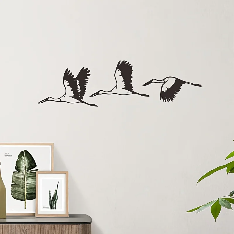 CIFBUY Iron Wall Art Flying Crane Metal Sculpture Hanging Plaque Rustproof Home Living Room Bedroom Decor