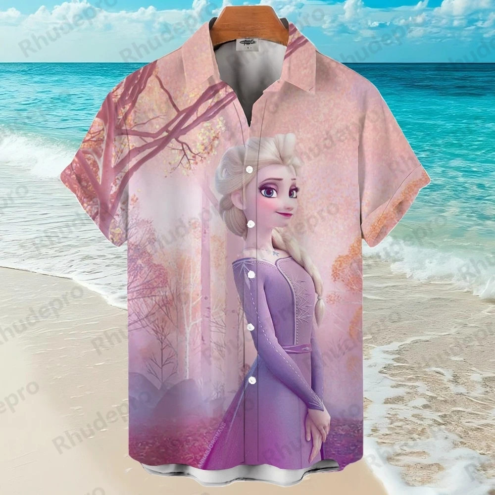 

Disney 3D Printed Princess Elsa Frozen Hawaiian Shirt Men's Shirts Summer Fashion Trend Vintage Boutique Top 2025 New