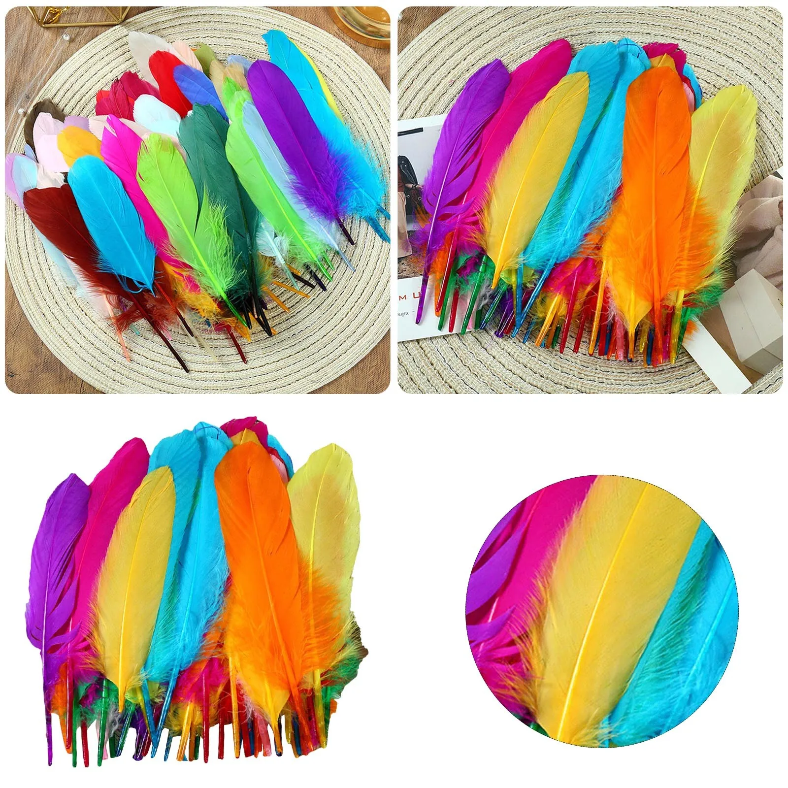 50Pcs Colorful Natural Feathers Art Crafts Decorative Goose Feather Soft Plume Feathers Assorted Color Nature Feathers For DIY