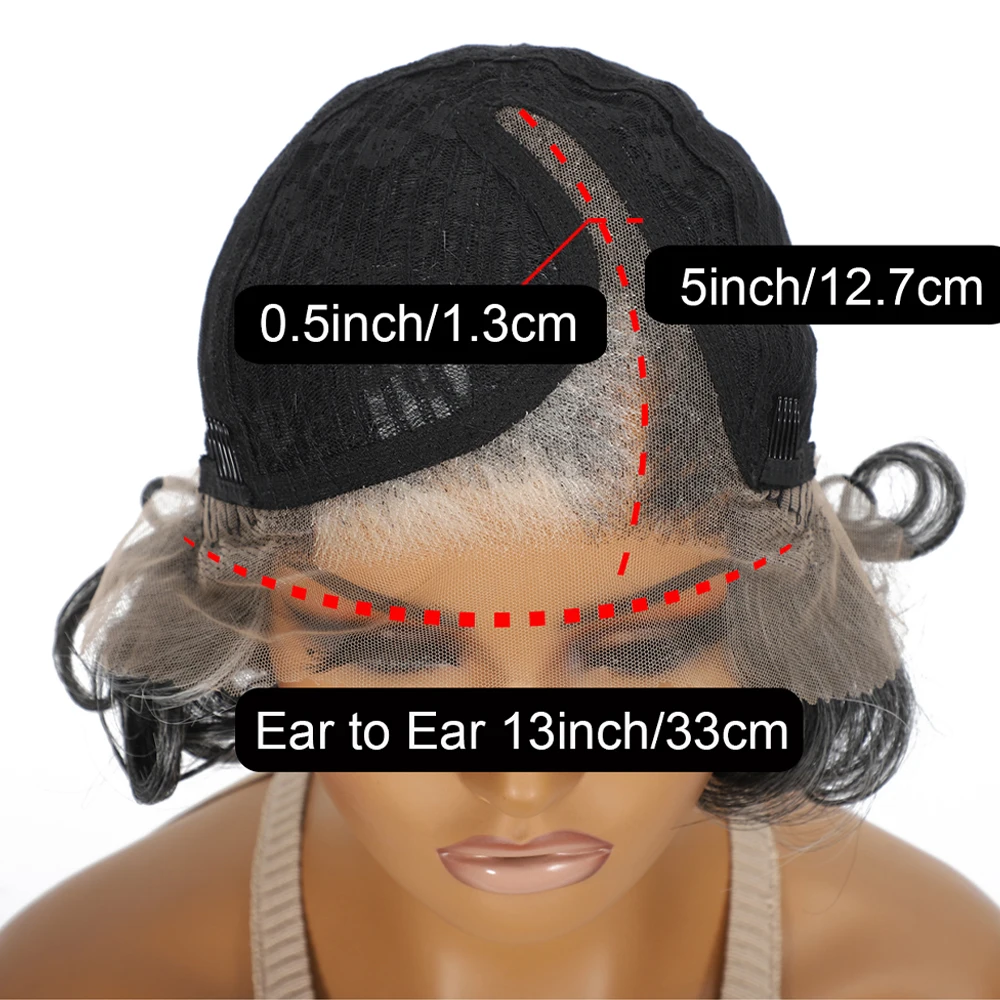 10 Inch Short Curly Synthetic Wig for Women Glueless Minimalist HD Lace 13x5 T-Part Bouncy Egg Curls 1920s Style Daily Use