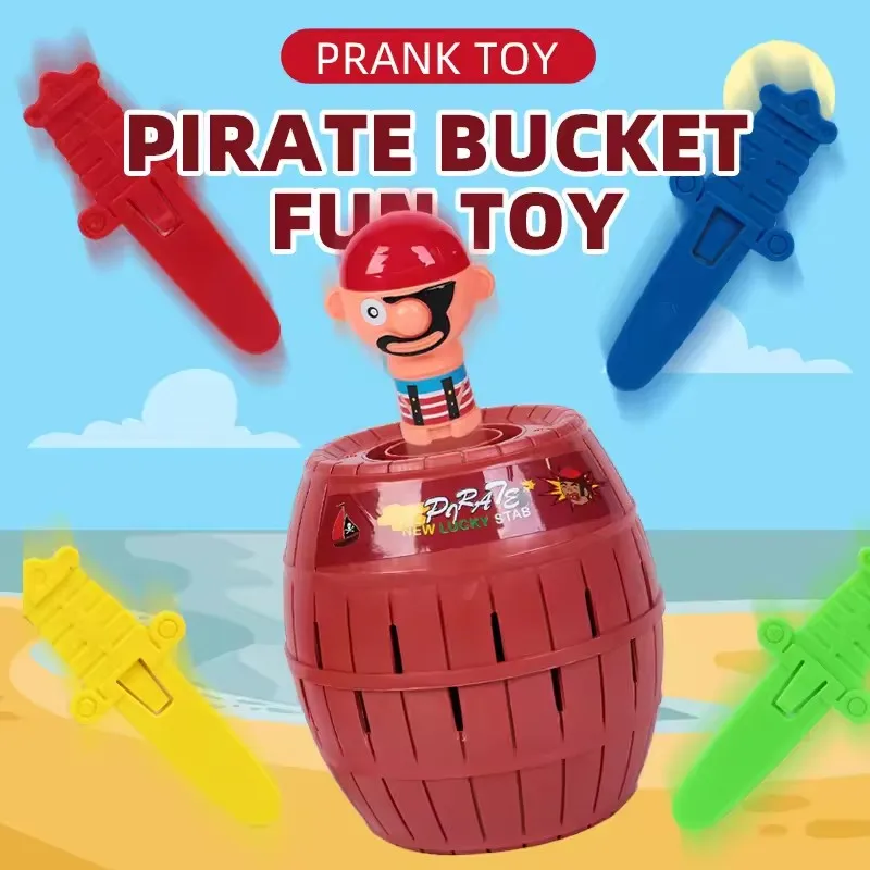 Pirate Barrel Game Interactive Pop-Up Pirate Toy Bucket with Swords Puzzle Action Game Party Game Tabletop Entertainment