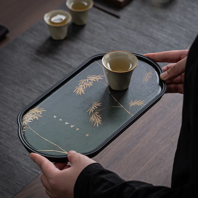 Tea Tray Dry Small Absorbent Tea Table Household 2024 New Pot Bearing Guochao Tea Ceremony Serving Tray