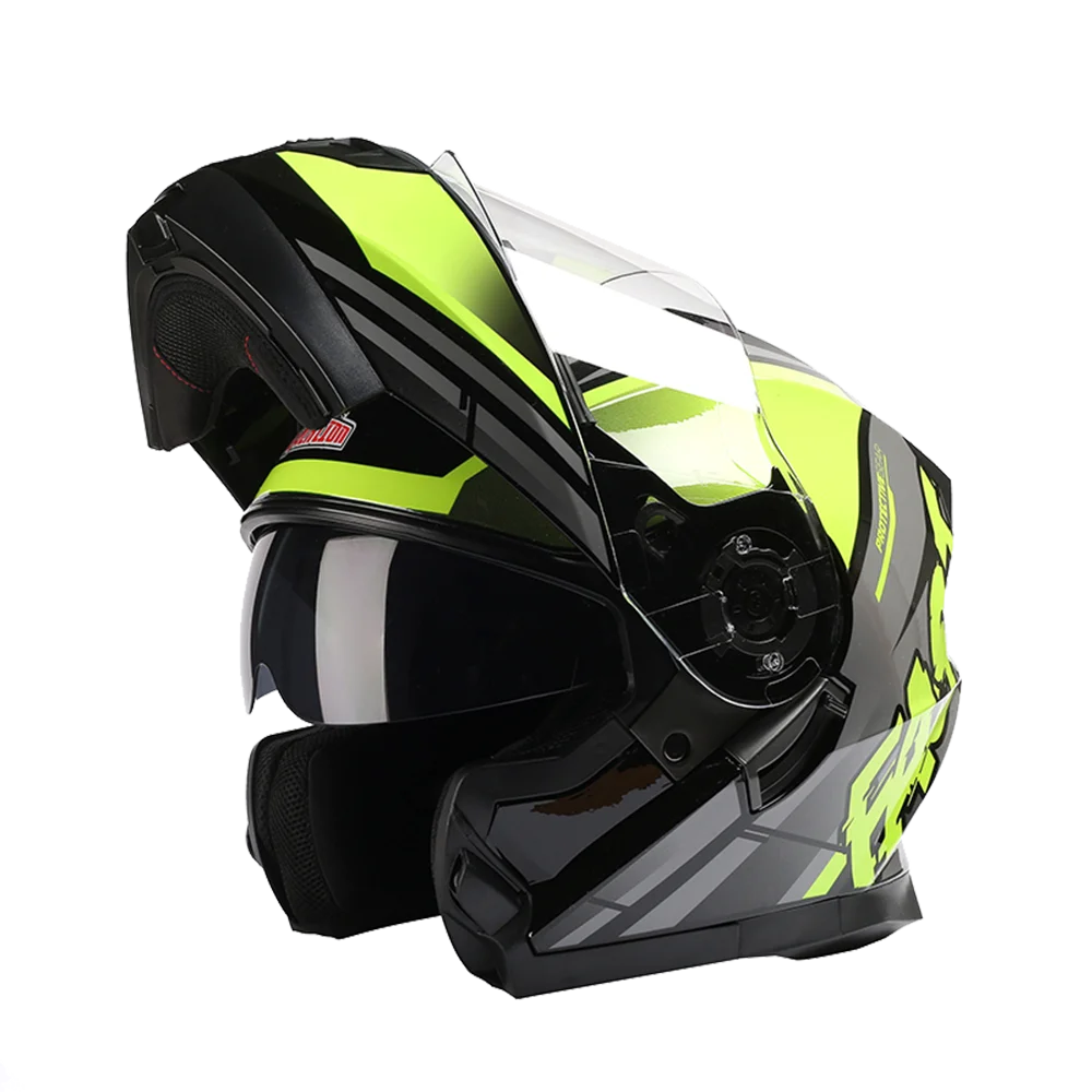 Cascos Modulares Abatibles para Motocicleta de Carreras con Doble Lente, Cascos para Moto Motocross, Tallas S-XXL, Visor Facial, Lente Solar Interna, Certificación DOT ECE