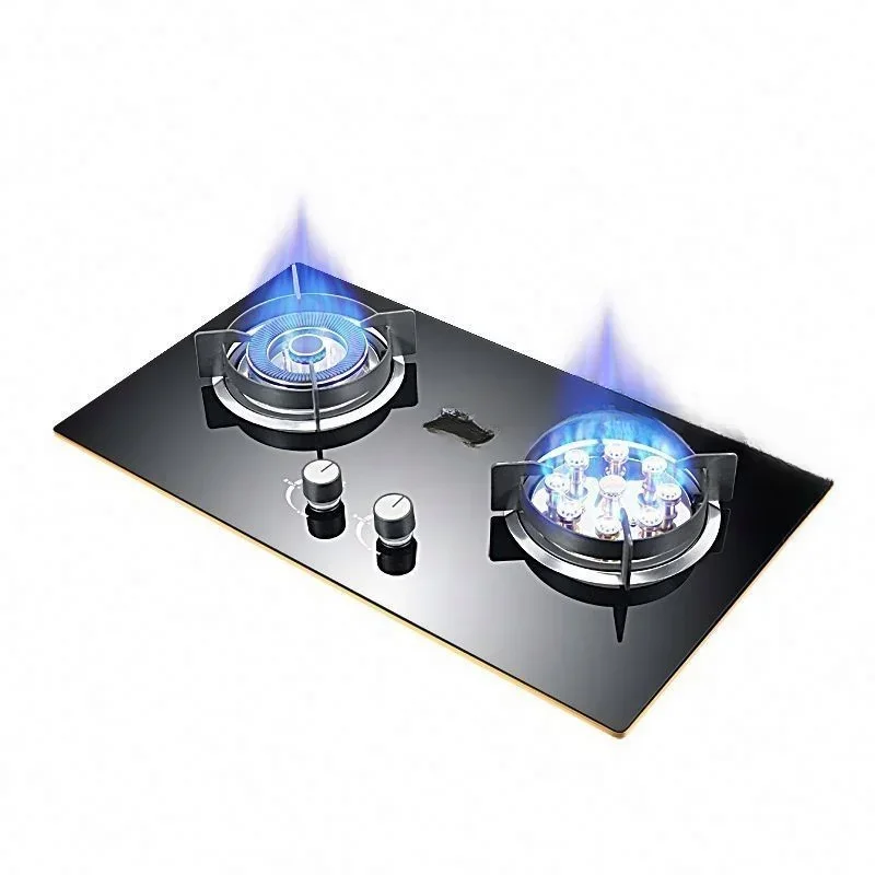 Gas stove dual stove household battery natural gas sudden fire embedded energy-saving extinguishing protection