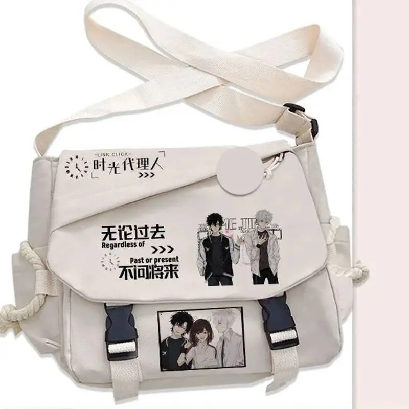 أنيمي لعبة أسود أبيض رابط انقر فوق طالب المراهقين رسول Crossbody حقائب كتف سعة كبيرة للمدرسة
