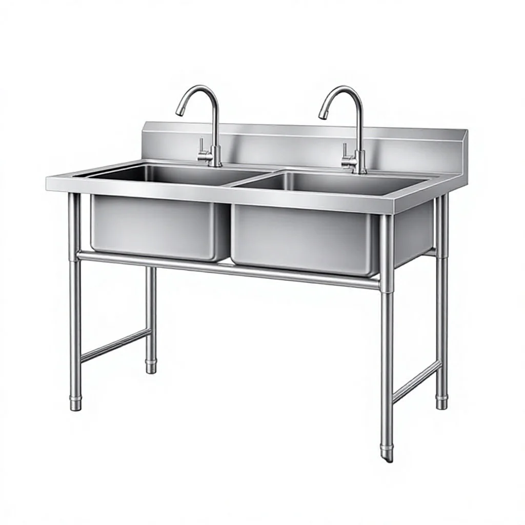 Modern Minimalist Brushed Rectangular Thickened 304 Stainless Steel Sink Single Double Basin School Kitchens
