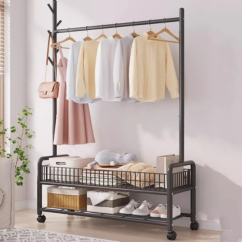 

Place Saving Clothes Rack Black Garment Shelfs Clothing Store Clothes Hanger Single Pole Rack Para Ropa Nordic Furniture