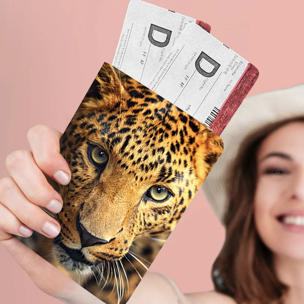 New Women Leather Passport Cover Air Tickets for Cards Travel Passport Holder Wallet Credit Card Holder Case Pouch Beast Pattern