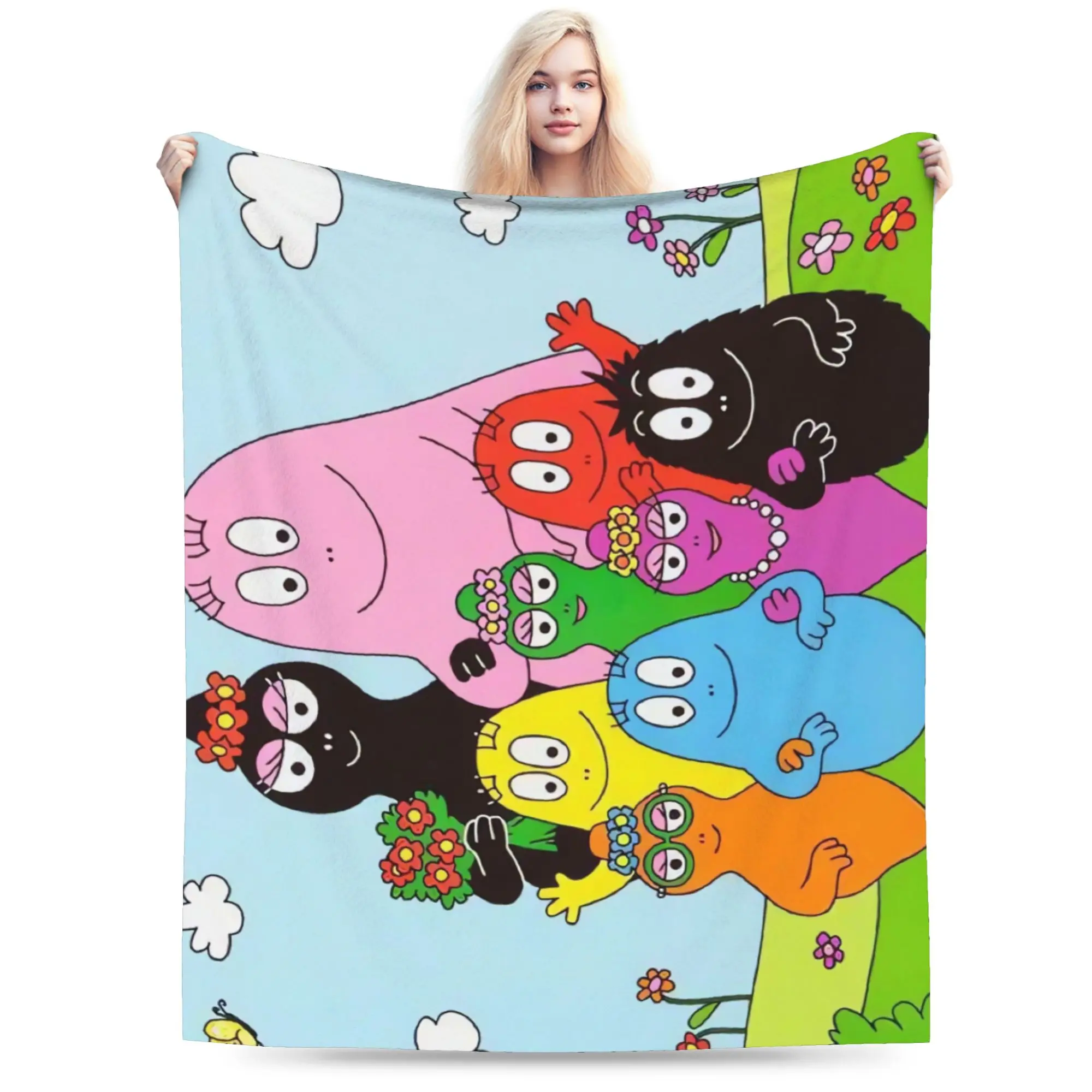 Super Warm Blanket Decorative Barbapapa Barbamama Throw Blanket  Flannel Bedspread For Outdoor Funny Sofa Bed Cover