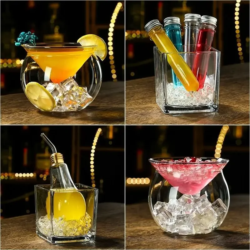 Creative Cocktail Glass High-End Influencer Bar Wine Glasses Ins Straw Crystal High Appearance Level Glass