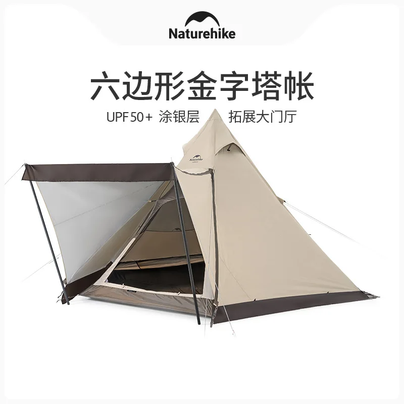 

Шестиугольная пирамидальная палатка, уличная утолщенная непромокаемая палатка для кемпинга, кемпинга, индийская палатка