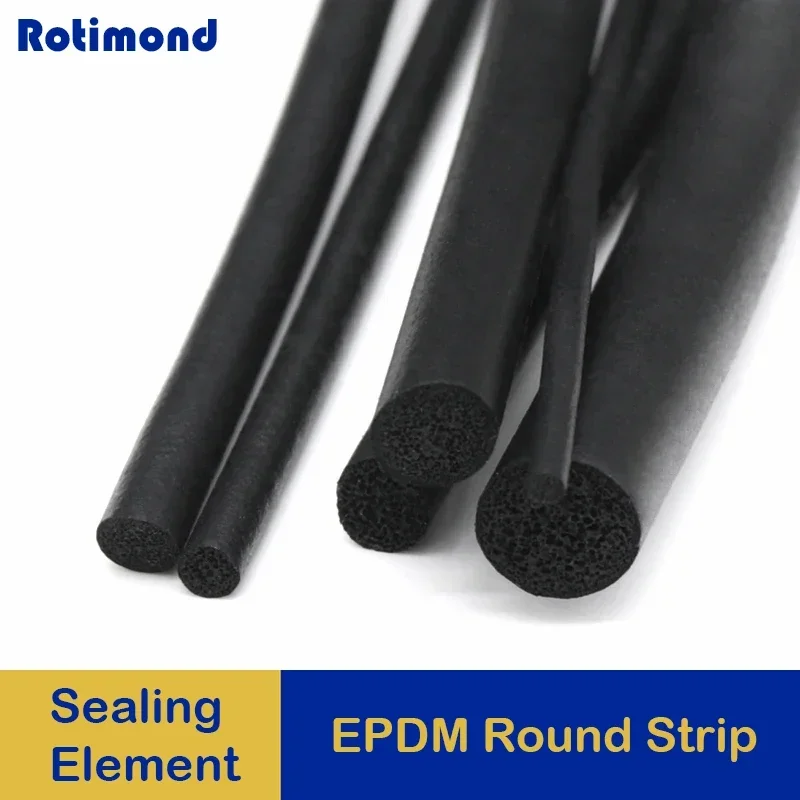 

EPDM O Type Round Sealing Strip 3/4/5/6/7/8/9/10/12/14/16/18/20mm Sound Proofing Dustproof Foamed Rubber Seal Strip 2M/5M