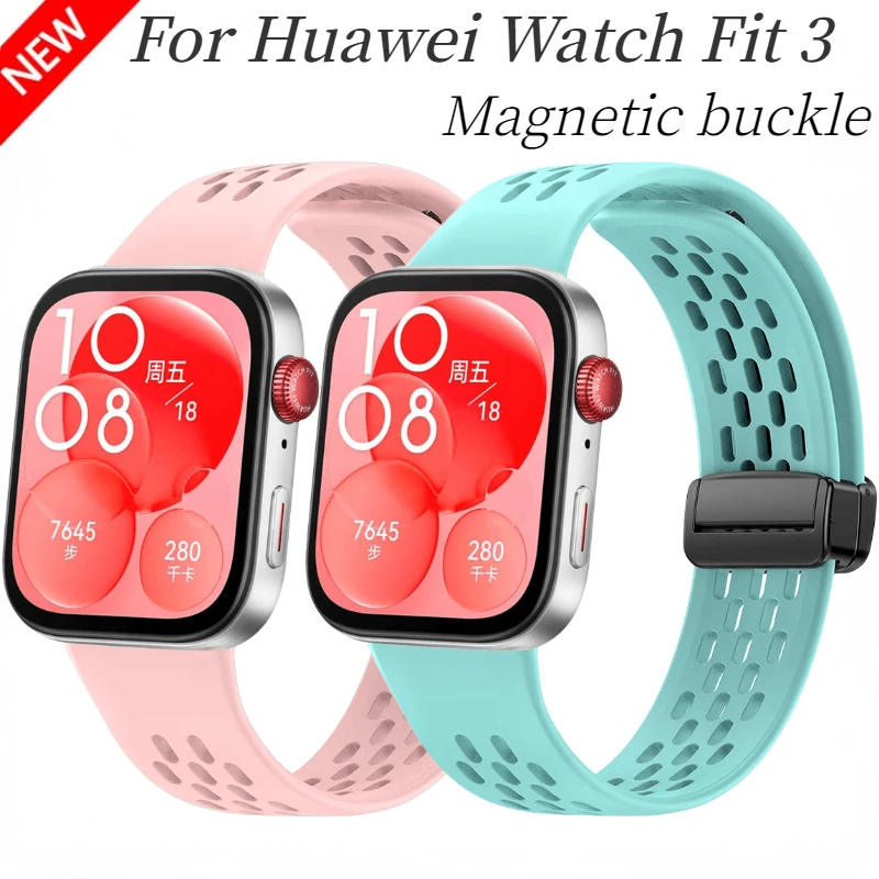 Silicone Strap For Huawei Watch Fit 3/4/5 Breathable Magnetic buckle Bracelet Belt For Huawei Watch Fit 4/5 Pro band Replacement