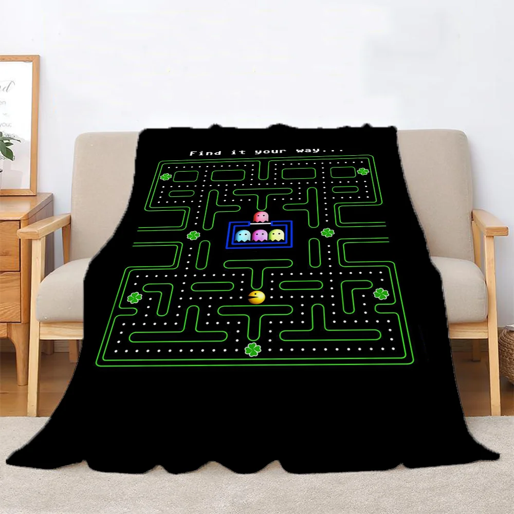 Pac Man Designer Blanket King Size Bed Blankets & Throws Home Interior Luxury Bedding Knitted Plaid Beach Towel Throw Knee Nap &