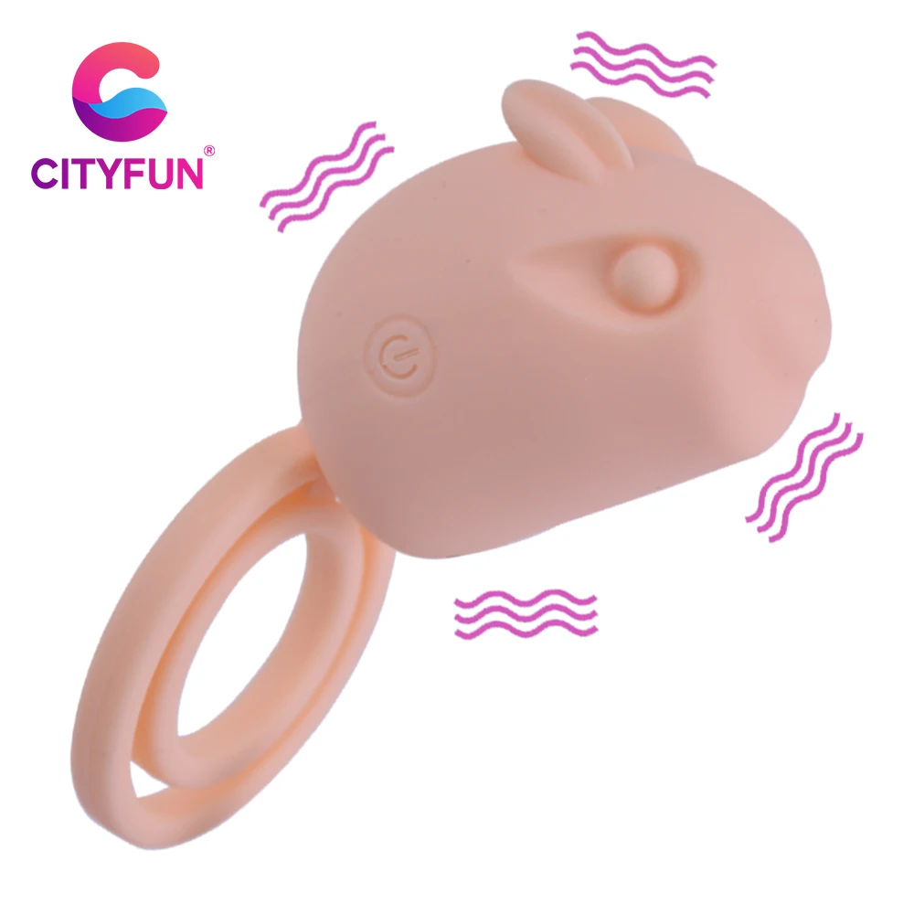 

CITYFUN Male Rabbit Dual Penis Ring Vibrator Soft Silicone Cock Lock Ring Delay Ejaculation Perineum Stimulator Sex Toys 18+