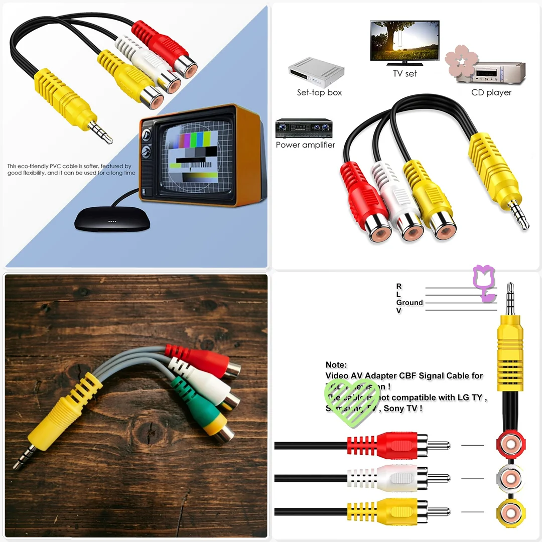 ForTCL Dedicated 3.5mm Jack Plug RCA Cable 3.5 Aux Male To 3 RCA Female Adapter Mini Aux Stereo Audio Video AV Adapter Cables