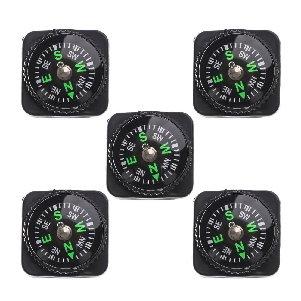 5pcs Camping Button Survival Hiking Travel Mini Compass Belt Buckle Portable Handheld