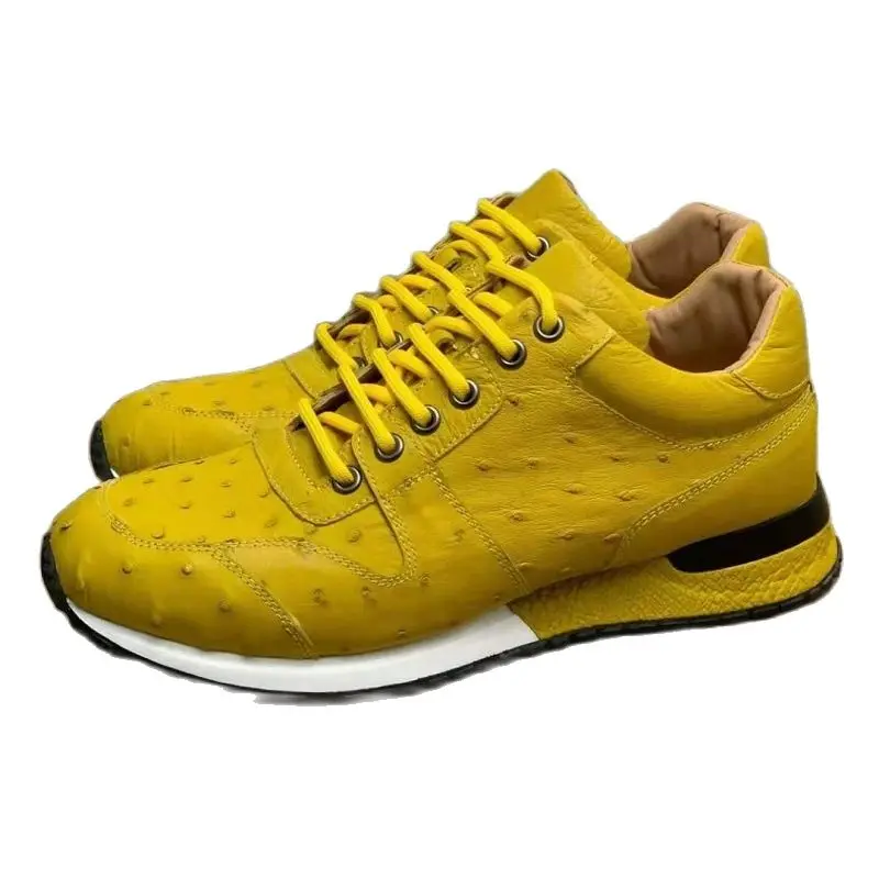 BATMO 2023 new arrival Fashion Ostrich skin causal shoes men,male Genuine leather Sneaker PDD51