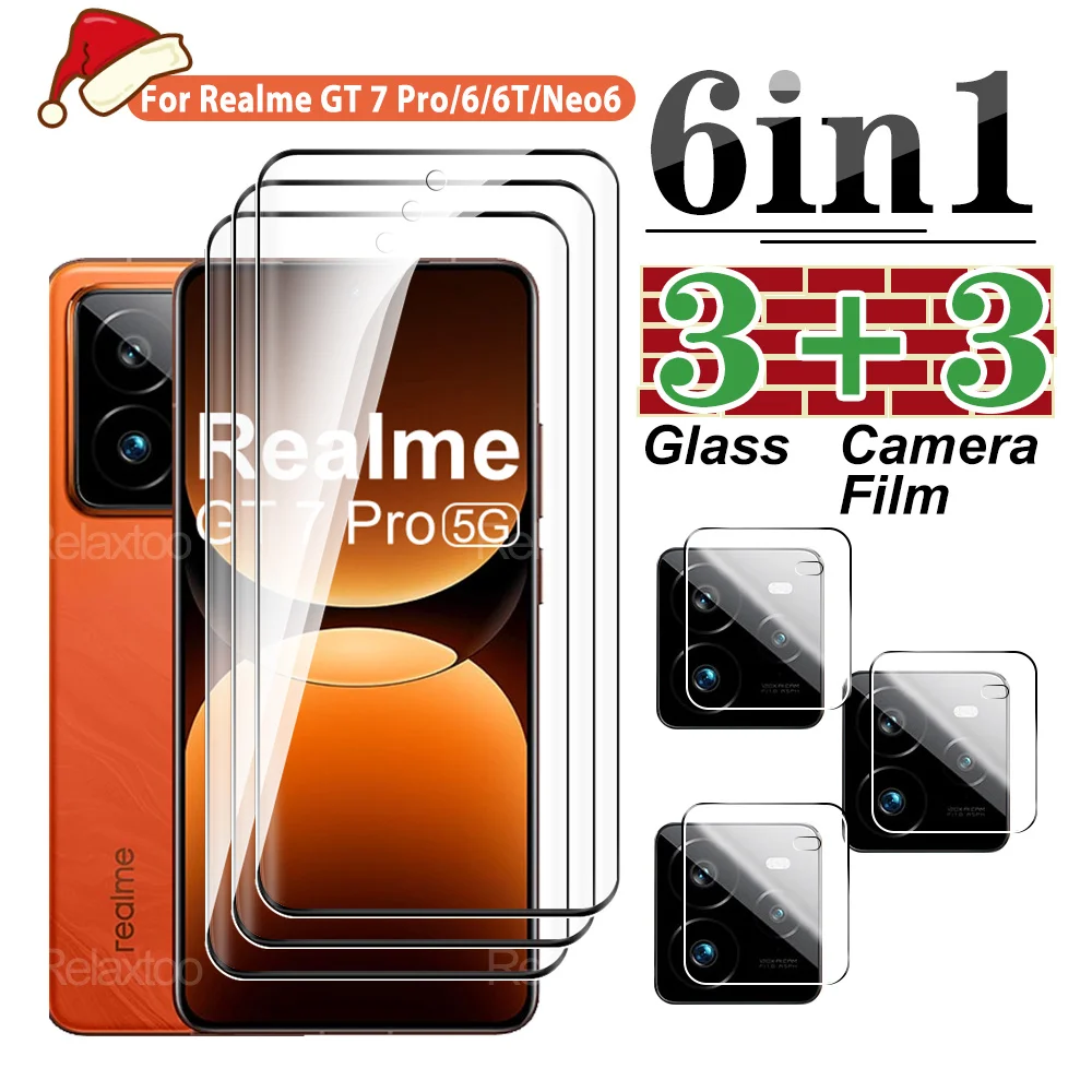 6in1 realmi GT 7Pro GT6 GT6T Neo6SE Full cover screen protector For Realme GT 7 Pro 5G 6 6t Neo6 SE GT7Pro Lens Protective Glass