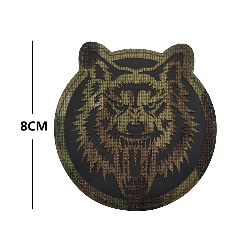 Jungle Tiger Lion Leopard Wolf Bear Animal IR Laser Cutting Outdoor Backpack Accessories Reflective Magic Sticker Badge patch