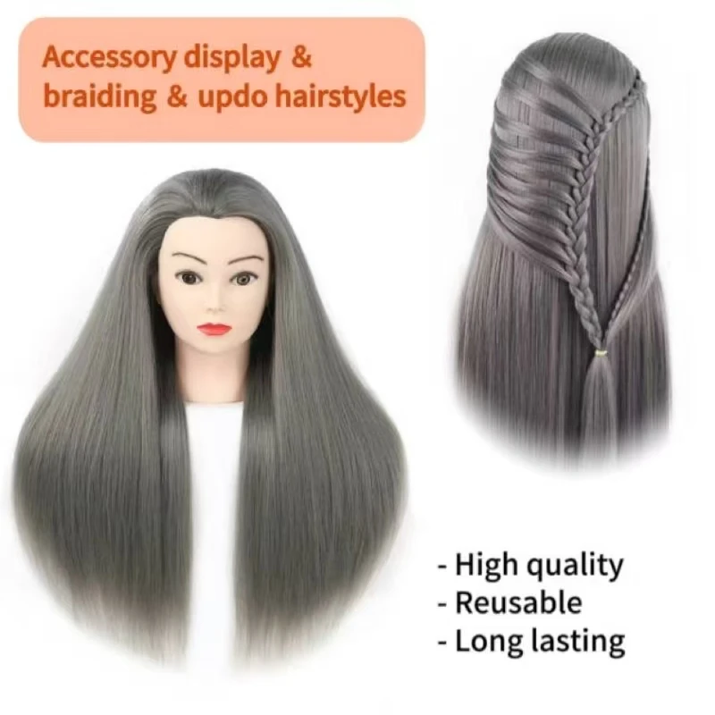 25 Inch Mannequin Head, Make up Cosmetology Manikin Practice Doll Head with Hair, Braiding Hairdressing Head