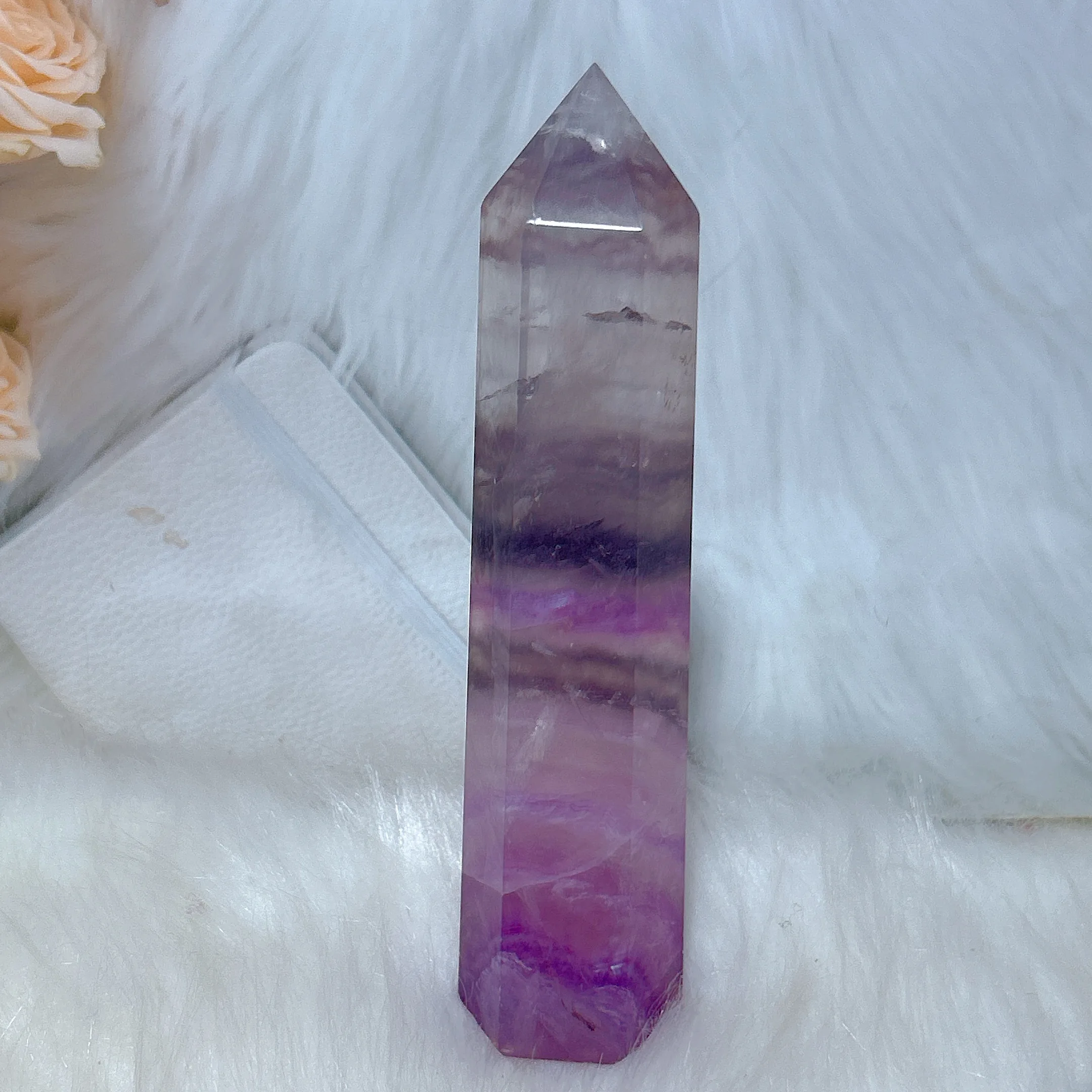 Healing Natural Crystal Purple Flourite Rainbow Big Tower Energy Mineral Ore Reiki Gemstone Home Decorations Room Decor Gift