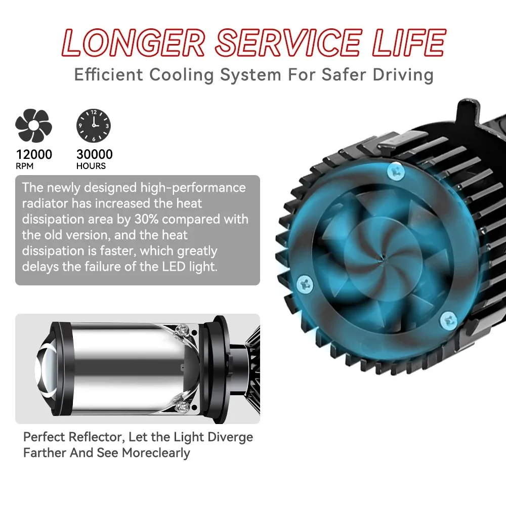 Y6 H4 جهاز عرض (بروجكتور) ليد عدسة العارض مع مروحة التبريد 20000LM 90 واط السيارات مرحبا لو شعاع لمبة 12 فولت 5500 كيلو للسيارة/موتو