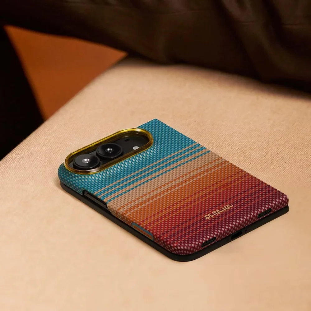 PITAKA Magnetic Carbon Fiber Case for iPhone Duo Magsafe Kevlar Wireless Charging Back Shell Sunset Moonrise 2.0 Phone Cover