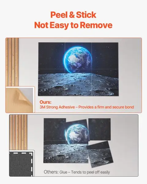 Painéis acústicos artísticos de 6 pacotes 23,6 x 23,6 polegadas autoadesivos para casa e terra