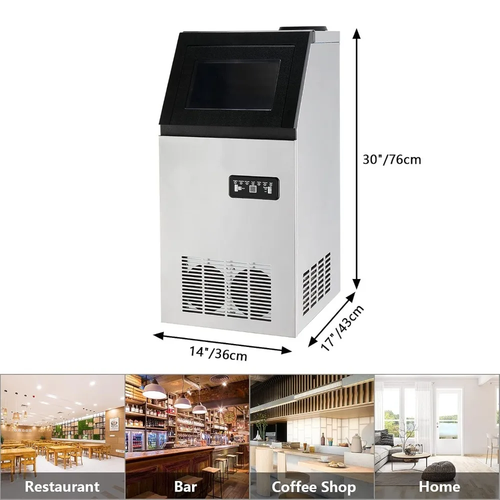 Ice Maker, 110lbs/24h, 24lbs Storage Bin, Under Counter/Freestanding Automatic, Countertop Ice Maker