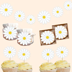 Daisy Cupcake Toppers Hanging Paper Banners Lebals For Daisy Spring Birthday Party Decoration Wedding Gifts Wrapping Supplies
