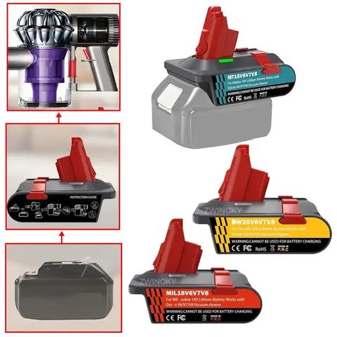 Adapter for Makita/Dewalt/Milwaukee 18V Lithium Battery Convert To For Dyson V6 V7 V8 Series Vacuum Cleaner Tool DC58 SV11 SV1