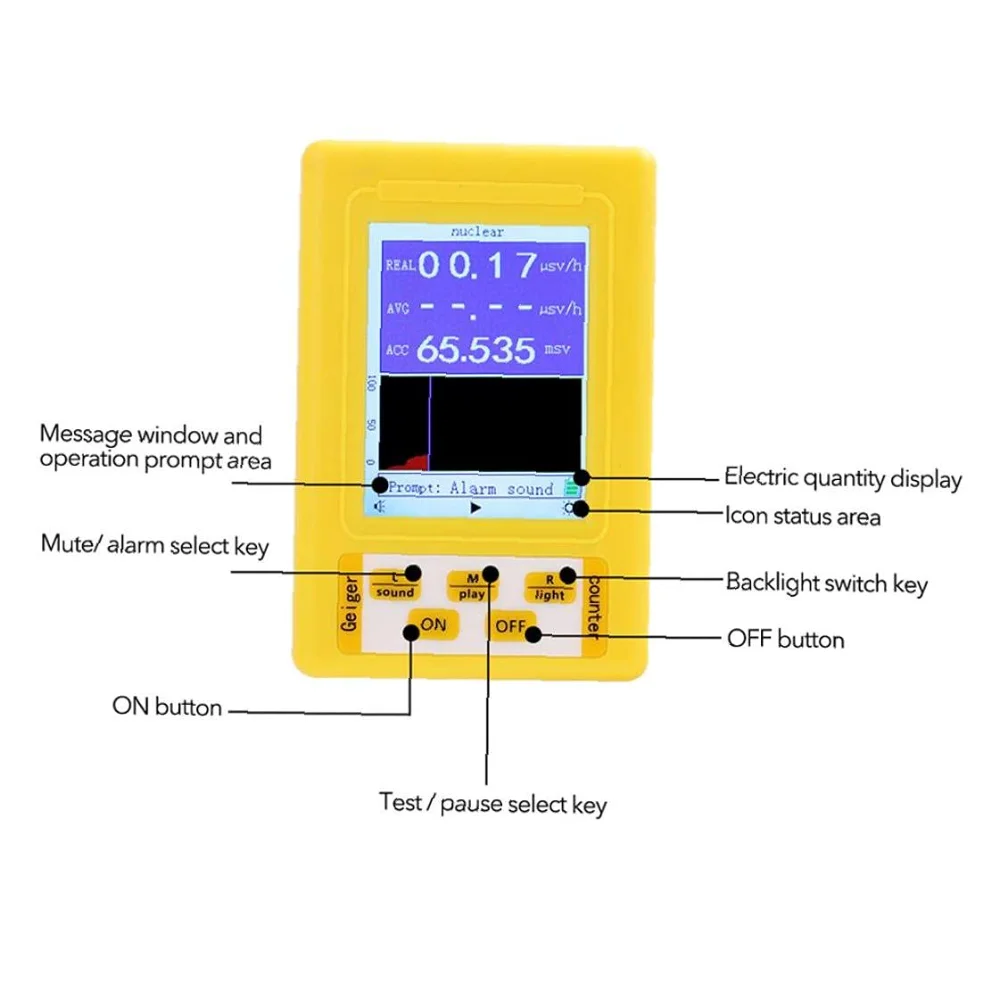 BR-9 séries detector de radiação nuclear para o profissional handheld detector dosímetro monitor testador de radiação mais fácil opera