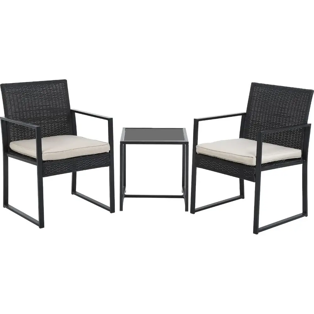 

Patio Bistro Set 3 Pieces Outdoor Wicker Chair Patio Rattan urniture Wicker Contion Sets Backyard Garden Balcony Poolside