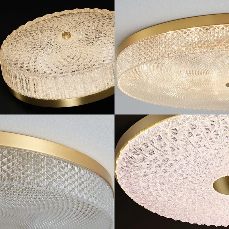 New Light Luxury Led Round Acrylic Ceiling Lamp Bedroom Modern Living Room Balcony Indoor Copper Lighting For Home