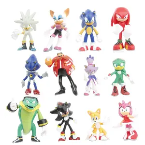 2024 Sonic PVC Karakter Mainan Landak Bayangan Ekor Sosok Model Boneka Anak-anak Mainan Hewan 12 Buah / set 12 angka hewan penjualan terbaik - №