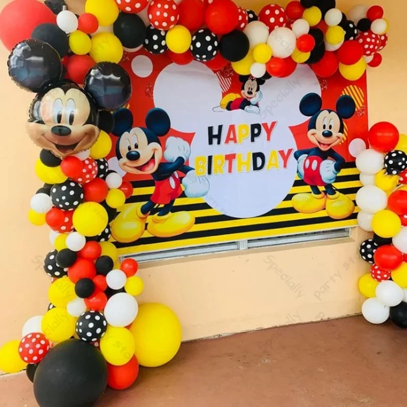 140pcs/Set Disney Theme Balloons Garland Arch Kit Mickey Mouse Head Foil Balloons Birthday Baby Shower Party Decoration Supplies